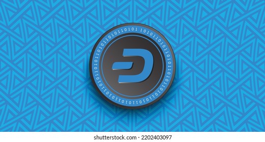 Dash (DASH) crypto coin token vector illustration. Virtual currency symbol banner and background