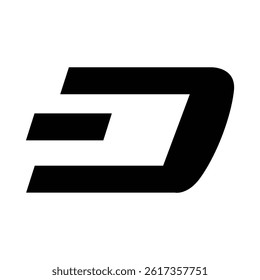 Dash crypto currency blockchain logo coin silhouette isolated on white background vector image