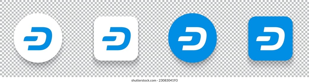 Dash (DASH)  crypto currency logo symbol set isolated on transparent background vector
