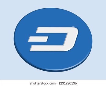 DASH cryptocurrency 3D vector illustration