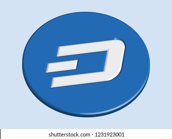 DASH cryptocurrency 3D vector illustration