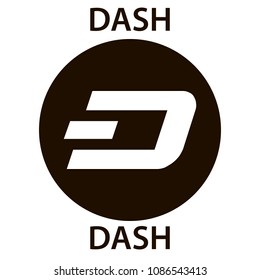 DASH cryptocurrency blockchain icon. Virtual electronic, internet money or cryptocoin symbol, logo