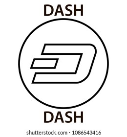 DASH cryptocurrency blockchain icon. Virtual electronic, internet money or cryptocoin symbol, logo