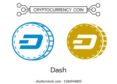 Dash cryptocurrency coin line and flat art. icon of virtual currency. Symbol of digital money