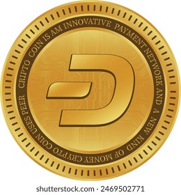 dash cryptocurrency drawings on abstract background. 3d illustrations.