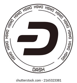 Dash cryptocurrency money logo. Vector cryptocurrency symbol. Blockchain currency logo on white background illustration