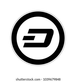 Dash currency icon. Cryptocurrency based on blockchain. Vector illustration isolated