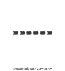 Dash or dashed line separator isolated monochrome sign. Vector doodle separator, promotional decor border, 6 dashes preschooler counting learning. Lined divider separator, separation dash doodle