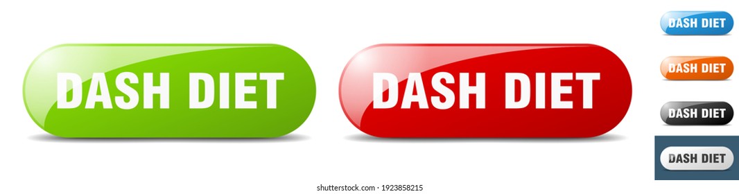 dash diet button. sign. key. push button set