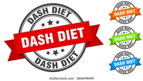 dash diet stamp. round band sign set. ribbon label