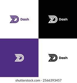 "Dash - A Dynamic and Sleek Logo Design Featuring a Bold 'D' Lettermark with Speed Elements, Ideal for Fast-Paced Branding, Innovative Businesses, and Modern Corporate Identities"

