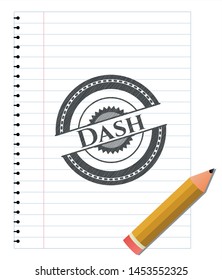 Dash emblem drawn in pencil. Vector Illustration. Detailed.