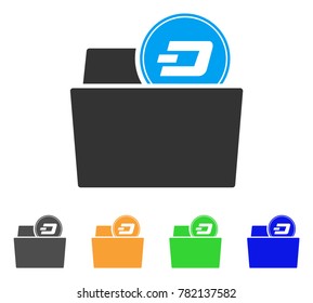 Dash Folder icon. Vector illustration style is a flat iconic dash folder symbol with grey, green, blue, yellow color variants. Designed for web and software interfaces.