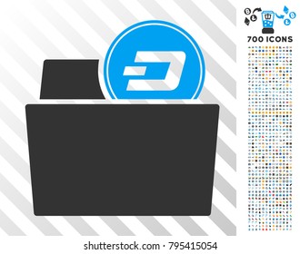 Dash Folder pictograph with 700 bonus bitcoin mining and blockchain clip art. Vector illustration style is flat iconic symbols designed for cryptocurrency software.