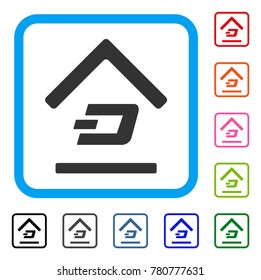 Dash Garage icon. Flat gray pictogram symbol inside a blue rounded square. Black, gray, green, blue, red, orange color additional versions of Dash Garage vector. Designed for web and application UI.