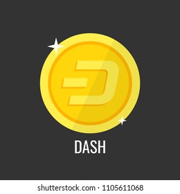 
Dash gold coin icon. Sign payment symbol. Crypto currency, virtual electronik, internet money. Vector illustration.