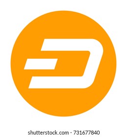 Dash icon for internet money. Crypto currency symbol for using in web projects or mobile applications. Blockchain based secure cryptocurrency. Isolated vector sign.