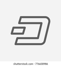 Dash icon line symbol. Isolated vector illustration of crypto currency sign concept for your web site mobile app logo UI design.