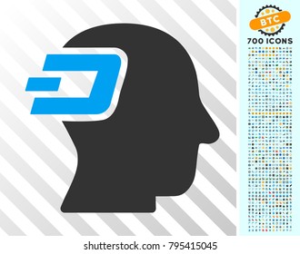 Dash Imagination icon with 700 bonus bitcoin mining and blockchain design elements. Vector illustration style is flat iconic symbols designed for blockchain software.