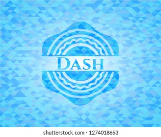 Dash light blue emblem. Mosaic background