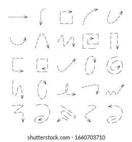 conjunto vectorial de iconos de flecha de línea de guión