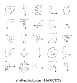 dash line arrow icons vector set