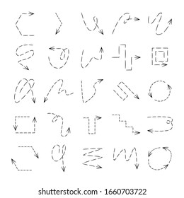dash line arrow icons vector set
