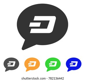 Dash Message Balloon icon. Vector illustration style is a flat iconic dash message balloon symbol with gray, green, blue, yellow color versions. Designed for web and software interfaces.