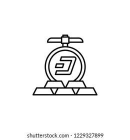 dash, mining icon. Element of crypto currency icon. Thin line icon for website design and development, app development