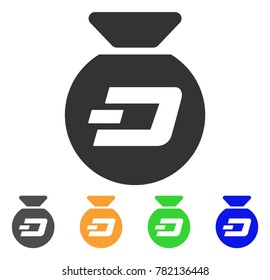Dash Money Bag icon. Vector illustration style is a flat iconic dash money bag symbol with grey, green, blue, yellow color versions. Designed for web and software interfaces.