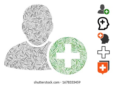 Dash Mosaic basierend auf dem Hinzufügen von Benutzersymbol. Mosaik Vektorillustration Add-Benutzer wird mit vereinzelten Dash-Punkten erstellt. Bonussymbole werden hinzugefügt.
