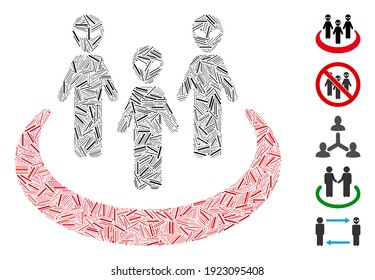 Dash Mosaic based on alien community icon. Mosaic vector alien community is created with random dash dots. Bonus icons are added.