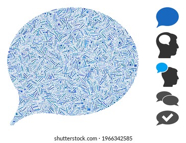 Dash Mosaic based on balloon icon. Mosaic vector balloon is composed with randomized dash spots. Bonus icons are added.