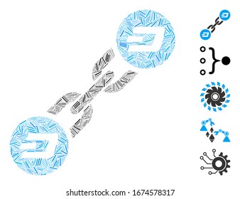 Dash Mosaic based on Dash blockchain icon. Mosaic vector Dash blockchain is created with randomized dash items. Bonus icons are added.