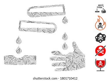 Dash Mosaic based on corrosive drops icon. Mosaic vector corrosive drops is designed with randomized dash dots. Bonus icons are added.