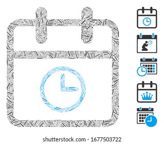 Dash Mosaic based on day time icon. Mosaic vector day time is designed with randomized dash elements. Bonus icons are added.