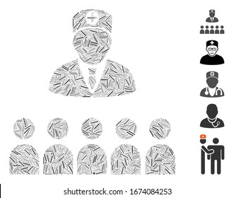 Dash Mosaic based on doctor class icon. Mosaic vector doctor class is designed with scattered dash elements. Bonus icons are added.