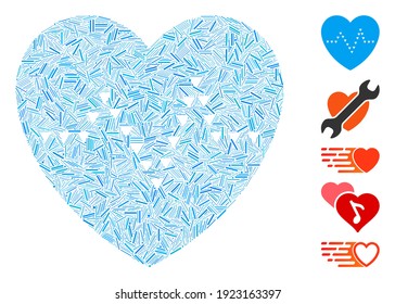 Dash Mosaic basado en ícono de pulso de corazón punteado. El pulso del corazón esparcido del vector mosaico se forma con puntos de línea dispersos. Se agregan iconos de bonificación.