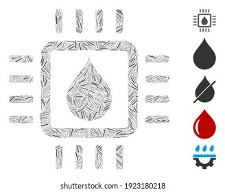 Dash Mosaic based on drop test chip icon. Mosaic vector drop test chip is designed with random dash dots. Bonus icons are added.