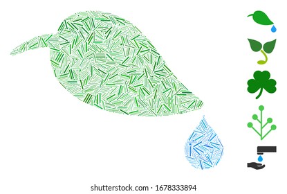 Dash Mosaic based on ecology icon. Mosaic vector ecology is designed with scattered dash elements. Bonus icons are added.