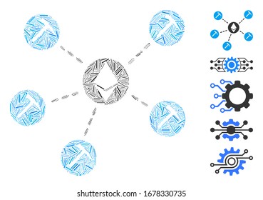 Dash Mosaic based on Ethereum mining pool icon. Mosaic vector Ethereum mining pool is designed with scattered dash elements. Bonus icons are added.