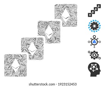 Dash Mosaic based on Ethereum blockchain icon. Mosaic vector Ethereum blockchain is designed with scattered dash spots. Bonus icons are added.