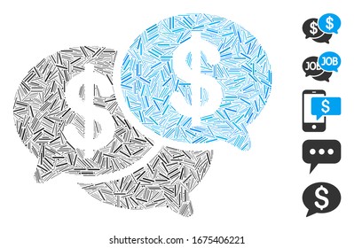 Dash Mosaic based on financial webinar icon. Mosaic vector financial webinar is composed with randomized dash spots. Bonus icons are added.