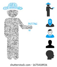 Dash Mosaic basiert auf Gentleman Räuber Ikone. Der Gentleman-Räuber der Mosaik-Vektorillustration wird mit randomisierten Dash-Punkten erstellt. Bonussymbole werden hinzugefügt.