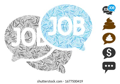 Dash Mosaik auf der Grundlage des Arbeitsmarktsymbols. Der Arbeitsmarkt der mosaikanischen Vektorillustration besteht aus verstreuten Punkten. Bonussymbole werden hinzugefügt.