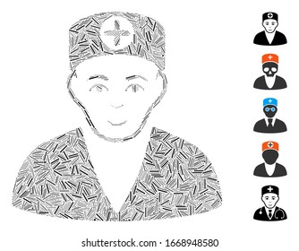 Dash Mosaik basierend auf medic Symbol. Mosaik Vektorillustration Medic besteht aus zufälligen Bindestrichen. Bonussymbole werden hinzugefügt.