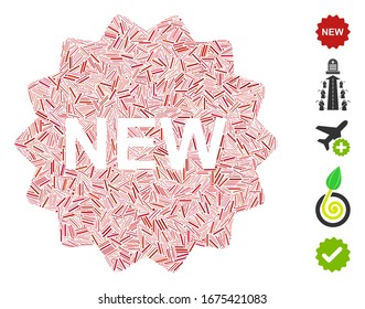 Dash Mosaic based on new icon. Mosaic vector new is created with randomized dash elements. Bonus icons are added.