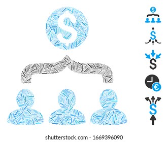 Dash Mosaic based on sales funnel icon. Mosaic vector sales funnel is composed with scattered line items. Bonus icons are added.
