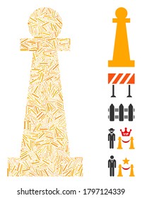 Dash Mosaic based on Stanchion icon. Mosaic vector Stanchion is created with random dash elements. Bonus icons are added.