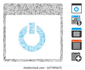 Dash Mosaic based on switch on calendar page icon. Mosaic vector switch on calendar page is formed with scattered dash spots. Bonus icons are added.